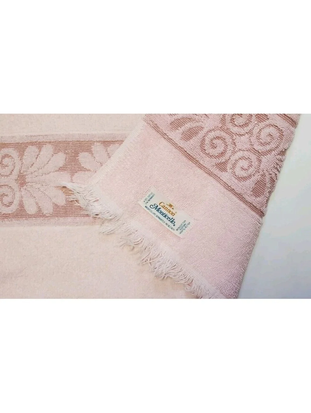 Vintage Cannon Monticello Sculpted Bath Towels Fringe Lot Of 3 USA Made